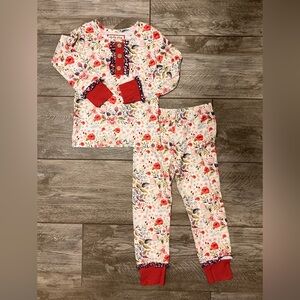 Cheeky Plum Floral Pajama Set with Red Accents
